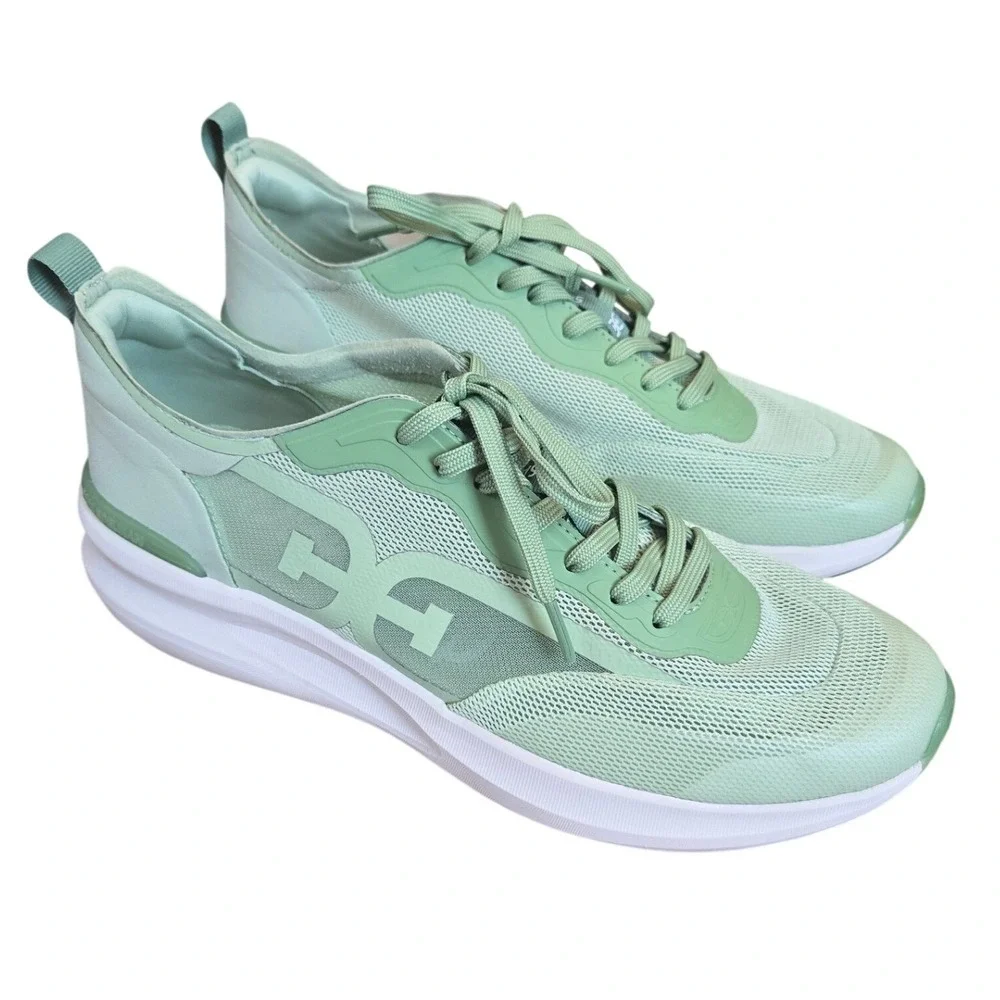 Sam Edelman Sarita Sneakers Green Mesh Lace Up Athletic Shoes Tennis Preppy 10.5
